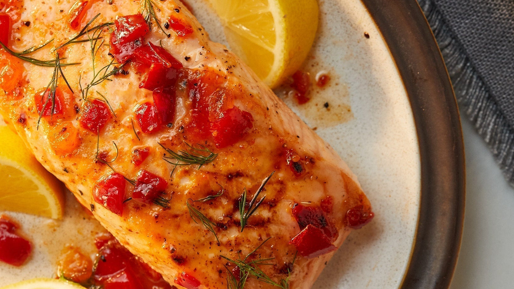 Broiled Salmon with Sweet Pepper Glaze