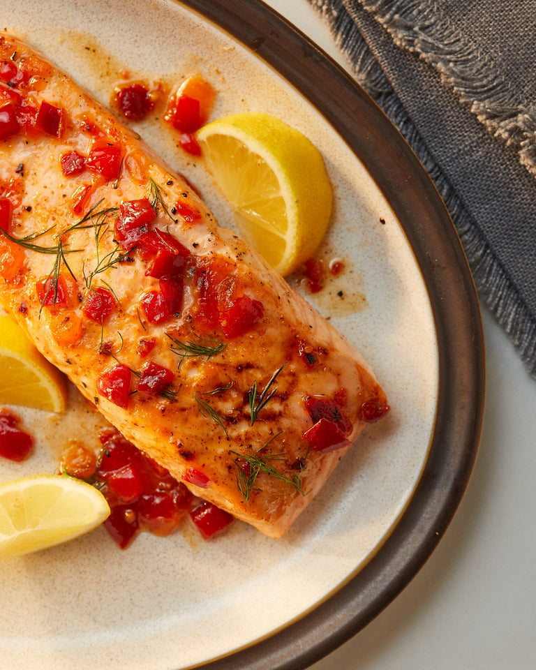 Broiled Salmon with Sweet Pepper Glaze