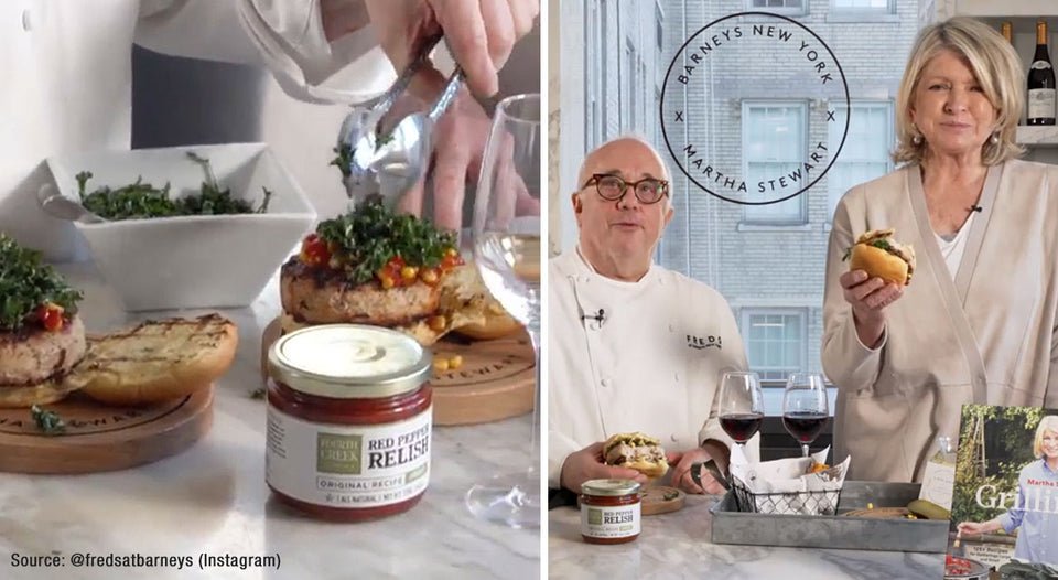 Martha Stewart Burger features Fourth Creek Red Pepper Relish