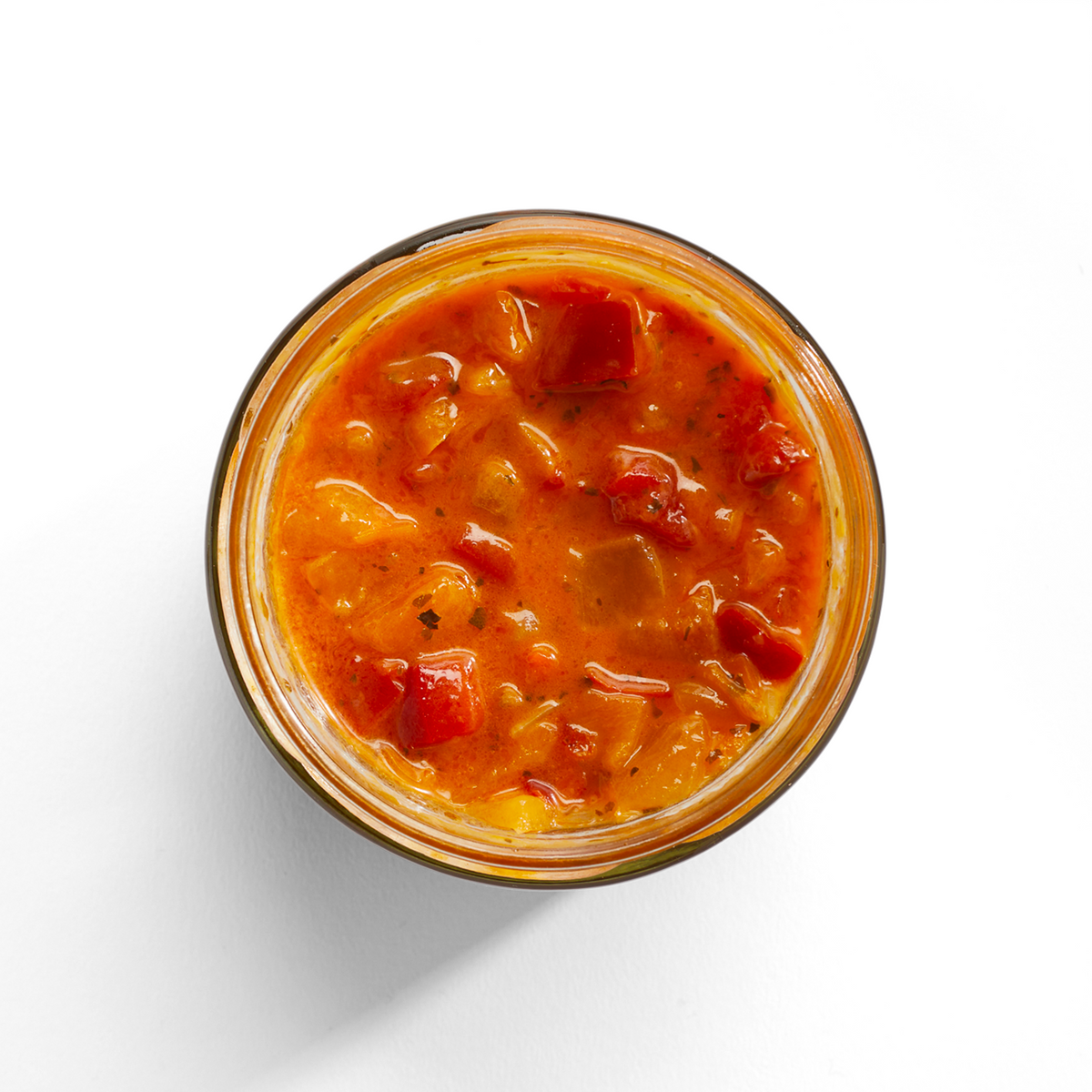 Balsamic Vinegar Pepper Relish jar from above, open